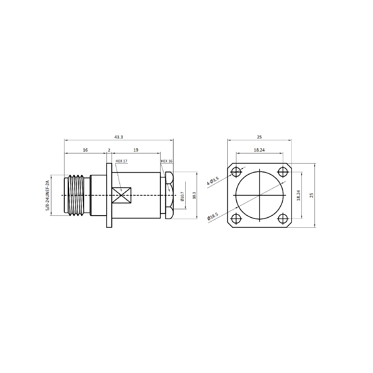 Female N connector with flange - Image 3
